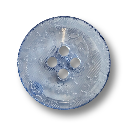 www.knopfparadies.de - 4140hb - Transparent hellblaue Kunststoffknöpfe mit floralem Muster
