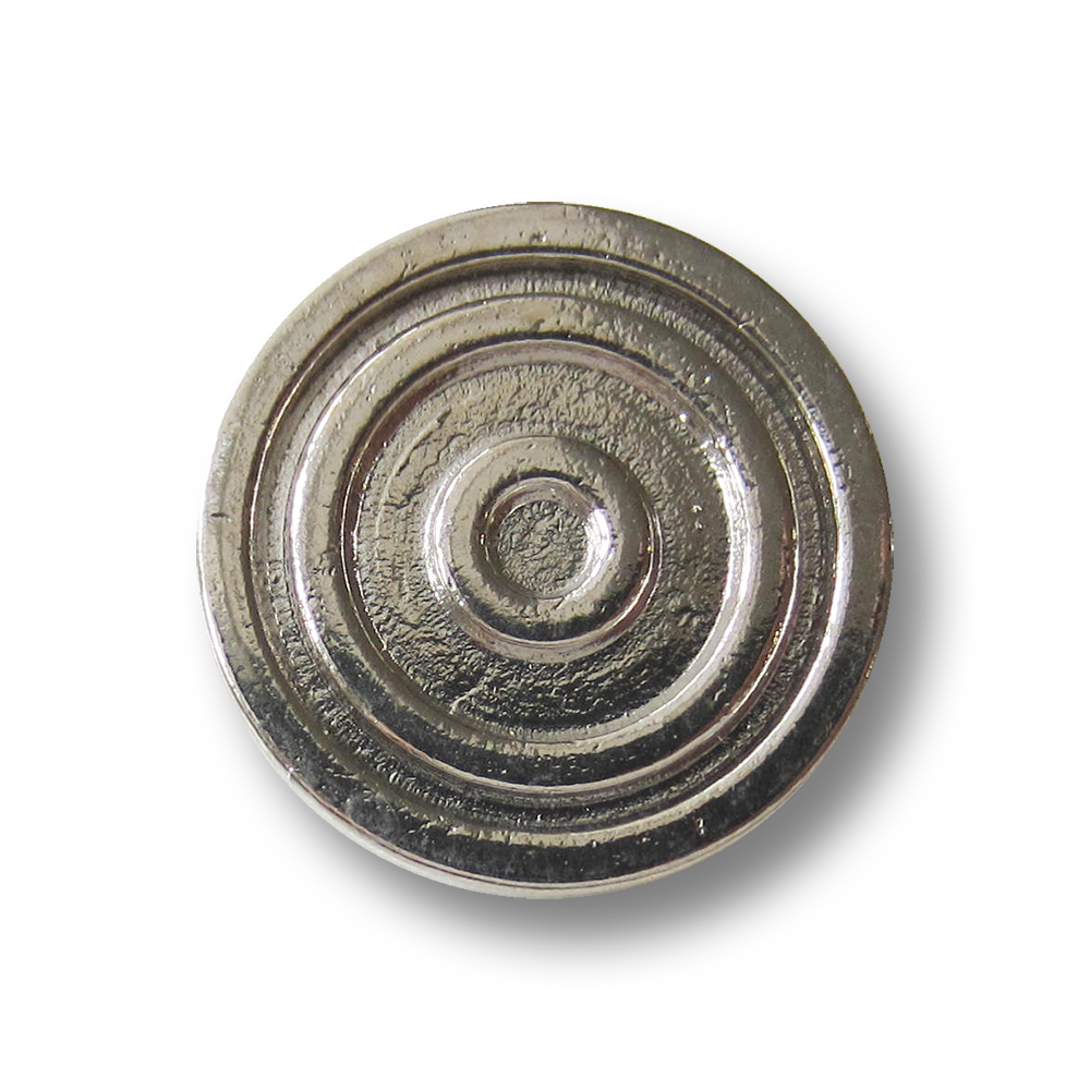 Günstiger silberfb. Metall Knopf mit Kreisen / B-WARE