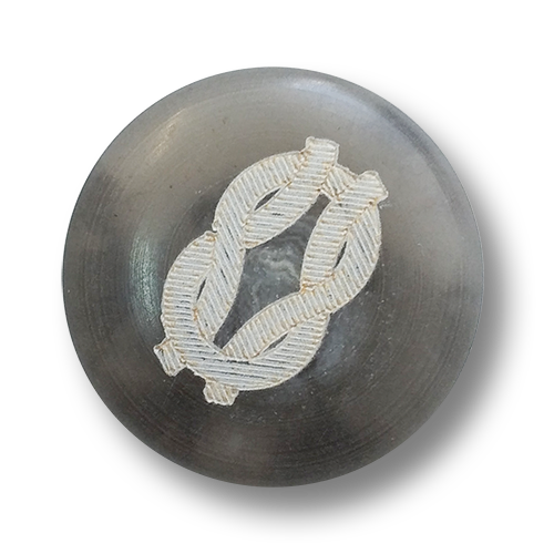 www.knopfparadies.de - 2211gr - Graue Kunststoffknöpfe mit Kordelmotiv