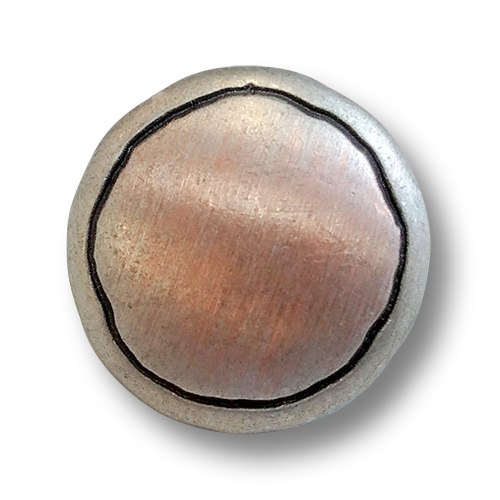 www.knopfparadies.de - 2950ks - Bicolor Metallknöpfe in silber- und kupferfarben - Günstigere B-Ware