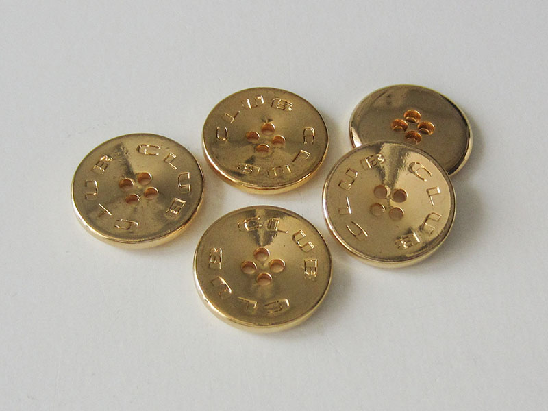 www.Knopfparadies.de - 3088go - Sportliche goldene Vierloch Metallknöpfe "CLUB"