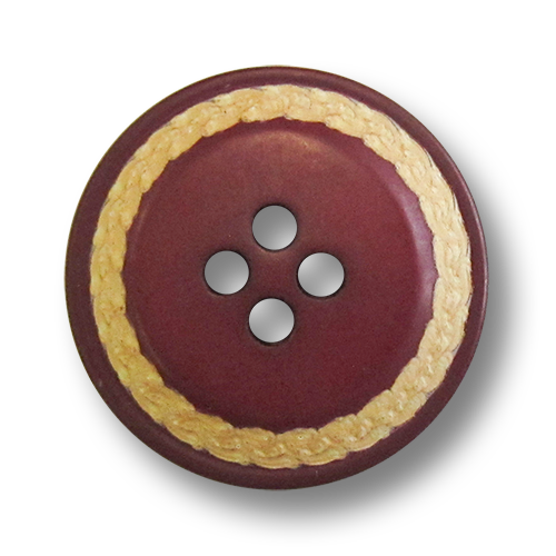 www.knopfparadies.de - 5094ro - Dunkelrote Kunststoffknöpfe mit abgesetztem, beigen Rand
