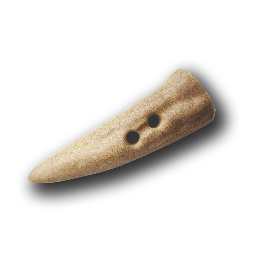 Hellbrauner Knopf in Horn-Optik - wie Geweihspitze