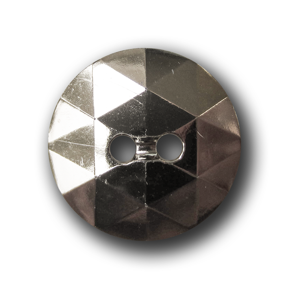 Facettierter metallic silberfarbener Kunststoff Knopf