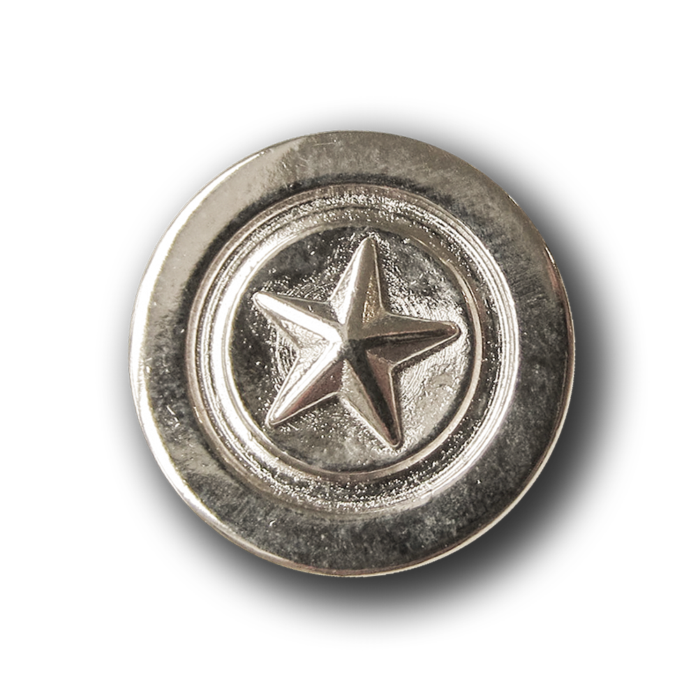 Glänzend silberfb. Metall Ösen Knopf mit Stern