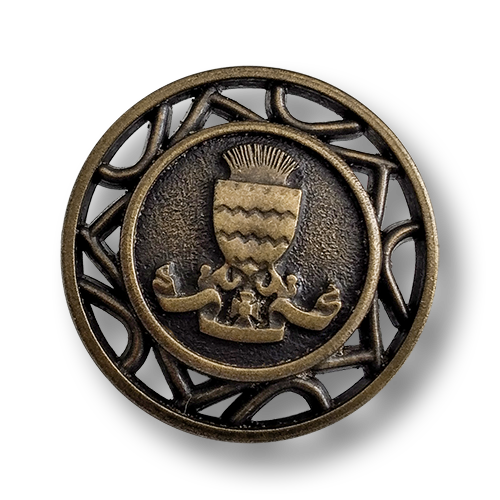 www.knopfparadies.de - 6211am - Altmessingfarbene Blazerknöpfe aus Kunststoff