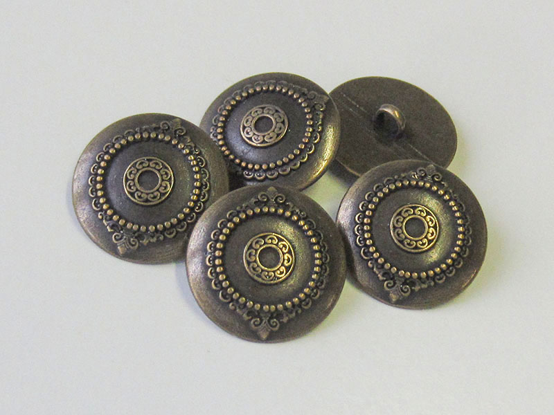 www.Knopfparadies.de - 5944am - Historisch wirkende Ornamentknöpfe aus Metall in Altmessing