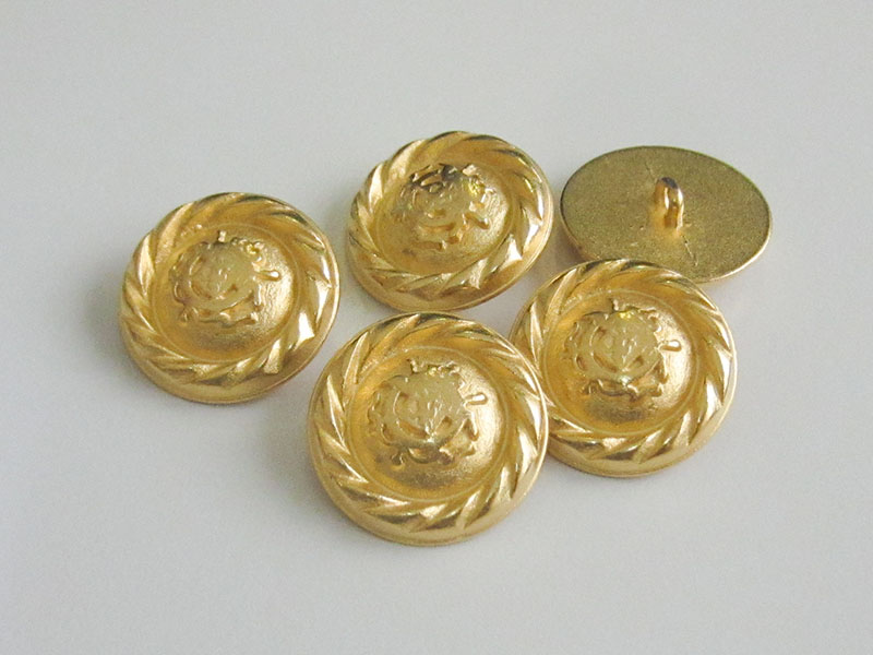 www.knopfparadies.de - 3154go - Matt goldfarbene, sehr schwere Metallknöpfe mit Wappenmotiv
