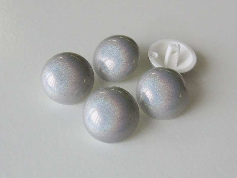 www.Knopfparadies.de - 5742hg - Silber graue Glitzerknöpfe in Halbkugel Form