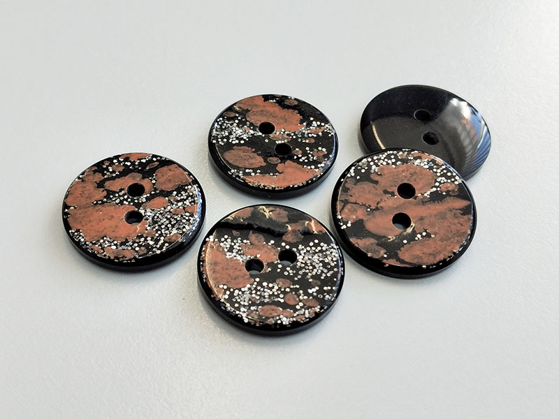www.knopfparadies.de - 4463ro - Interessante, glitzernde Kunststoffknöpfe