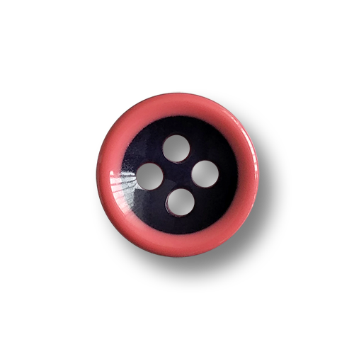 www.knopfparadies.de - 6751rs - Pink-schwarz gestreifte Kinderknöpfe aus Kunststoff