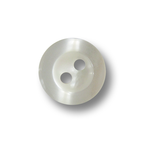 www.Knopfparadies.de - 5955we - Kleine weiß schimmernde Zweiloch Blusenknöpfe / Hemdknöpfe aus Kunststoff