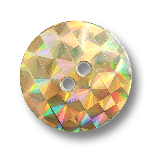 www.knopfparadies.de - 6298gg -Holografisch gold glitzernde Kunststoffknöpfe - B-WARE!