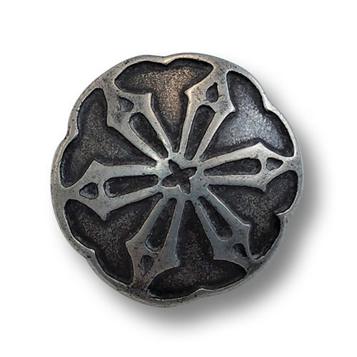 www.knopfparadies.de - 0353ds - Dunkel altsilberfarbene Metallknöpfe in nostalgischem Design