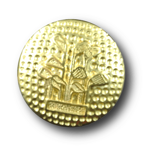 Goldfarbener Designerknopf mit Golfmotiv