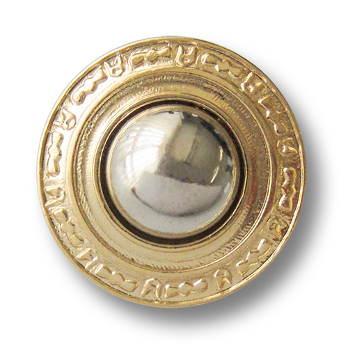 www.Knopfparadies.de - 3623gs - Bildschöne Ösenknöpfe aus Metall in gold silberner Bicoloroptik