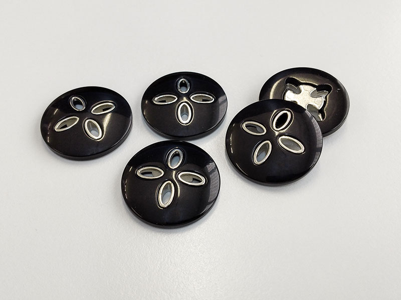 www.knopfparadies.de - 0069sc - Schwarze, schwere Mantelknöpfe mit Metallkern