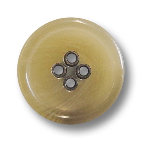 www.knopfparadies.de - 5981bb - Beige melierte Kunststoffknöpfe mit messingfarbenen Knopflöchern