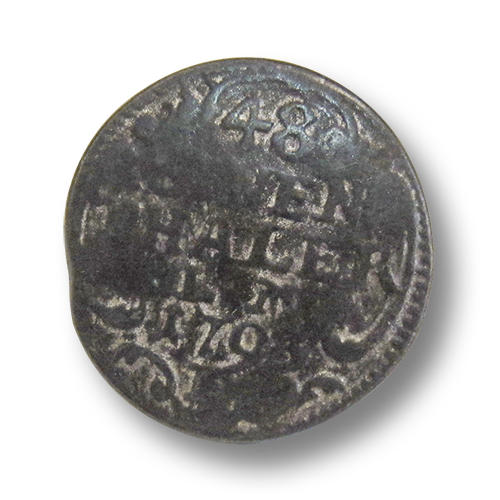 www.Knopfparadies.de - 0671ei - Ausgefallene dunkel eisenfarbene Münzeknöpfe aus Metall in Vintage-Optik