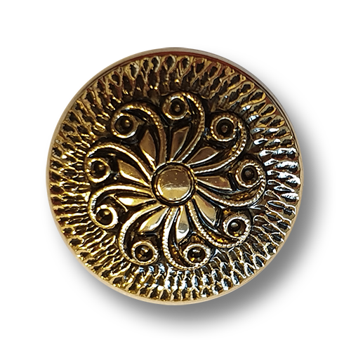 www.knopfparadies.de - k319ag - Altgoldfarbene Kunststoffknöpfe Rosettenknöpfe