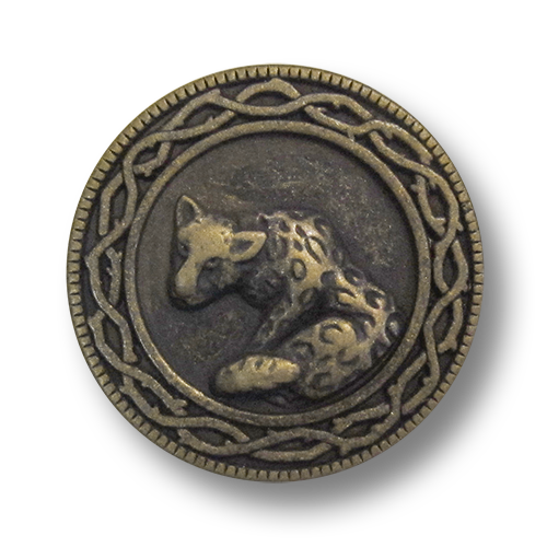 www.knopfparadies.de - 0564am - Altmessingfarbene Metallknöpfe mit detailliertem Reliefmotiv: Jaguar