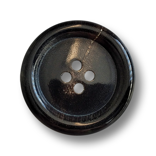 www.knopfparadies.de - 0796sb - Schwarz-braune Büffelhornknöpfe mit vier Knopflöchern