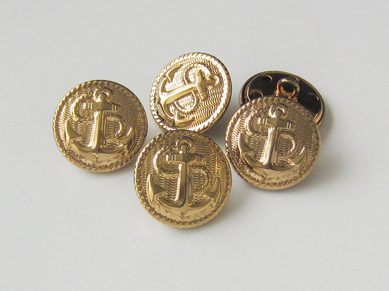 www.Knopfparadies.de - 5967go - Dekorative Metallknöpfe mit Anker in Gold