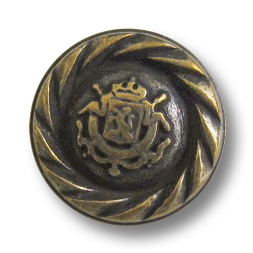 www.knopfparadies.de - 3154me - Mondäne, schwere Metallknöpfe mit Wappen