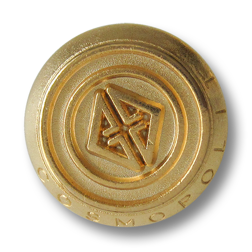 www.Knopfparadies.de - 3092go - Edle goldene Metallknöpfe mit Logo und Schriftzug Cosmopolit