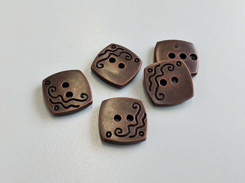 www.knopfparadies.de - 6213ku - Altkupferfarbene Kunststoffknöpfe