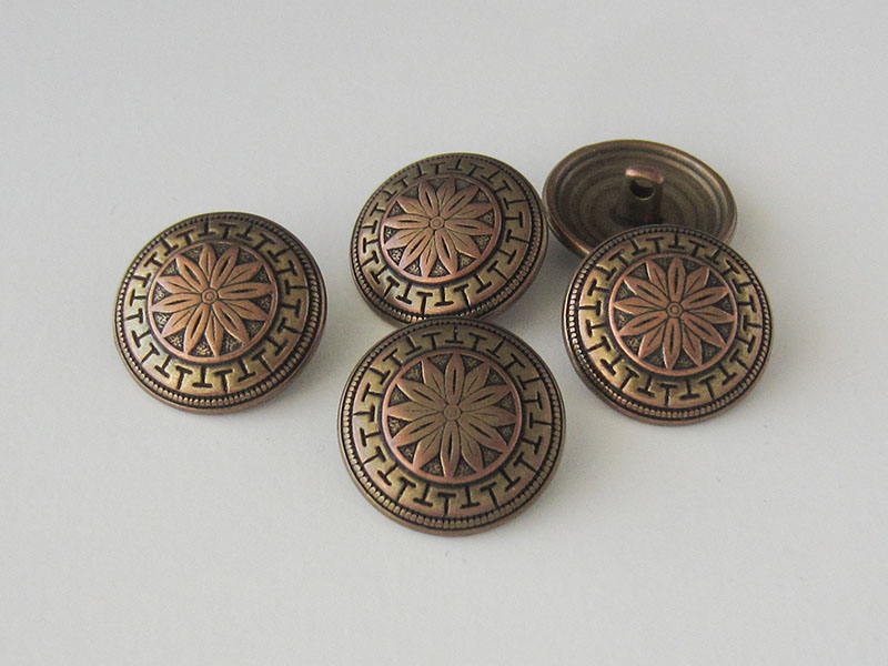 www.knopfparadies.de - 0016ku - Umwerfend schöne Metallknöpfe mit Stern oder Blumen Motiv