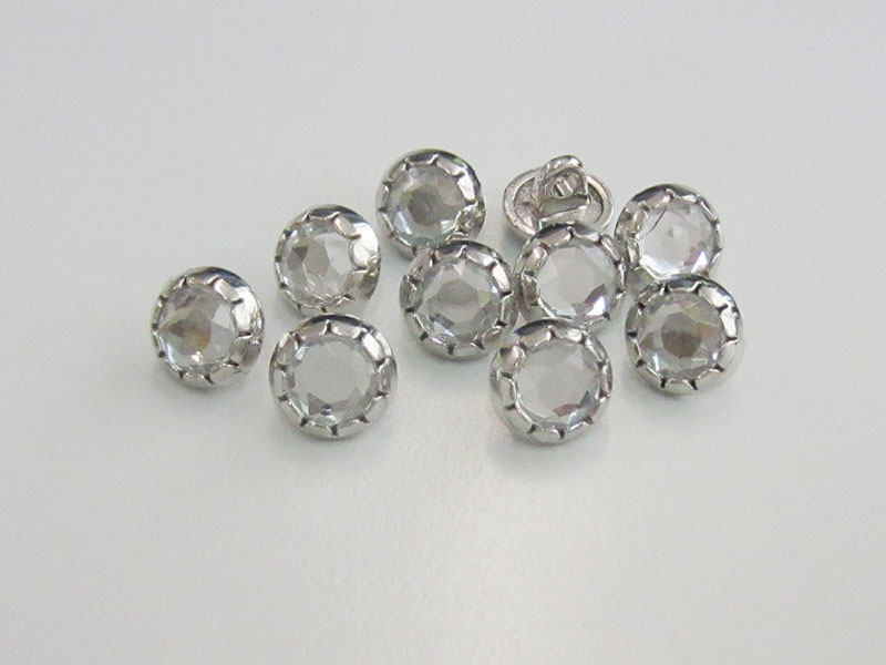 www.Knopfparadies.de - 3152si - Kleine Metallknöpfe in Silber mit Schmuckstein
