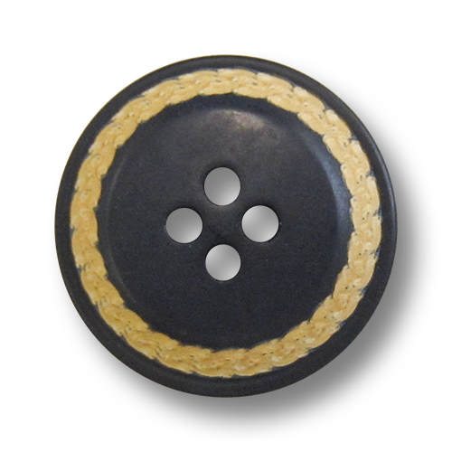 www.knopfparadies.de - 5094bl - Dunkelblaue Kunststoffknöpfe mit abgesetztem, beigen Rand