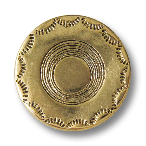 www.Knopfparadies.de - 2514ag - Älter wirkende altgoldfarbene Metallknöpfe mit schlichtem Muster