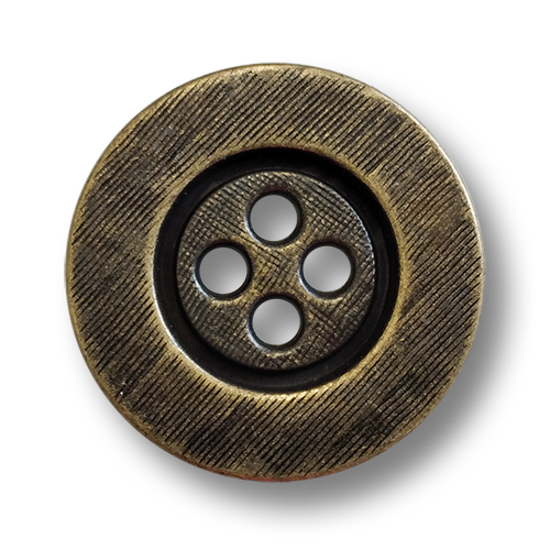 www.knopfparadies.de - 6420am - Altmessingfarbene, flache Metallknöpfe mit vier Löchern