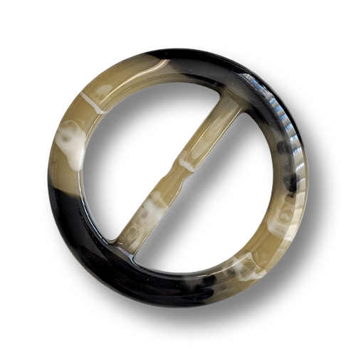www.knopfparadies.de - 6822bb - Kreisrunde Gürtelschnalle, schwarz-beige marmoriert