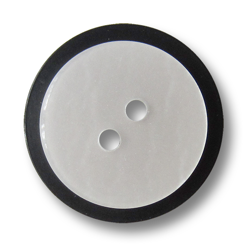 www.Knopfparadies.de - 4413ps - Elegante schwarz perlmutt-weiße Zweilochknöpfe aus Kunststoff