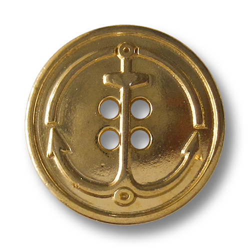 www.Knopfparadies.de - 5804gg - Maritime Ankerknöpfe aus Metall in Glänzend Gold