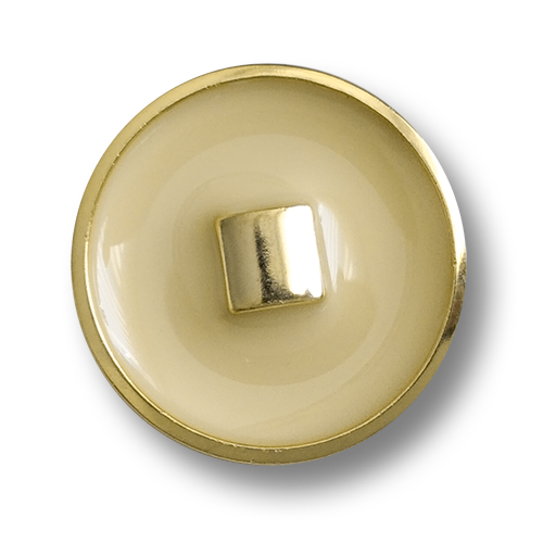 Elegante Kunststoff Ösenknöpfe in Creme mit Goldrand