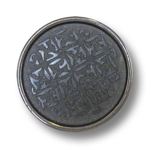www.Knopfparadies.de - 0512dg - Edle gemusterte Metallknöpfe in Silber & Dunkelgrau