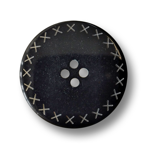 www.knopfparadies.de - 5369sc - Vierlochknöpfe aus Kunststoff in schwarz-weiß