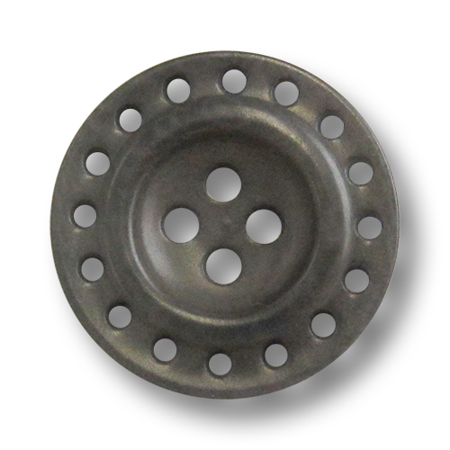 www.Knopfparadies.de - 5980gr - Edle Vierlochknöpfe aus echter Steinnuss in Grau mit Loch Durchbruch