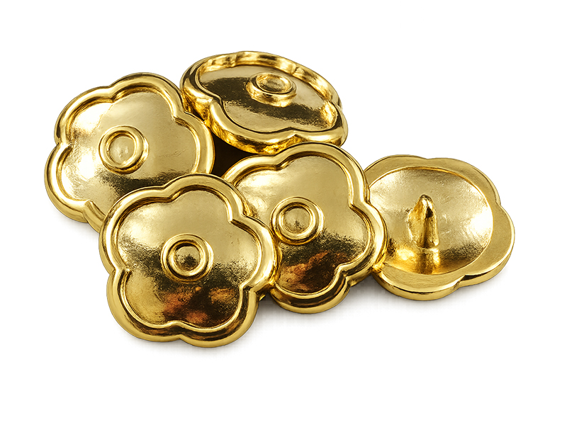 Metallknöpfe in Form einer Blüte goldfarben
