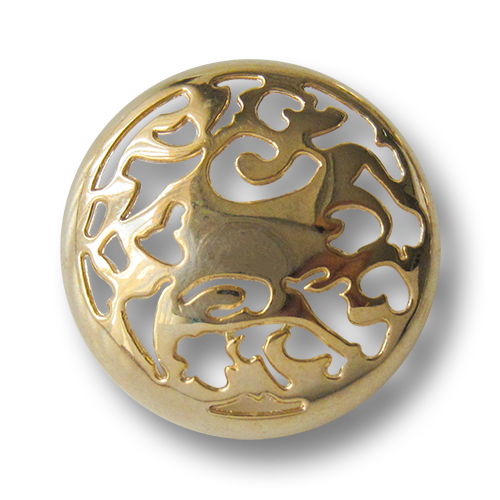www.Knopfparadies.de - 3078go - Phantasievoll gemusterte goldene Metallknöpfe mit Durchbruch