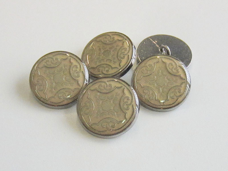 www.knopfparadies,de - 3277mo - Schwere Metallknöpfe mit nostalgischem Muster