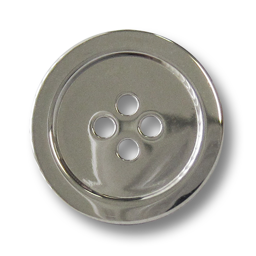 www.knopfparadies.de - 2697sg - Glänzend silberfarbene Metallknöpfe mit vier Löchern