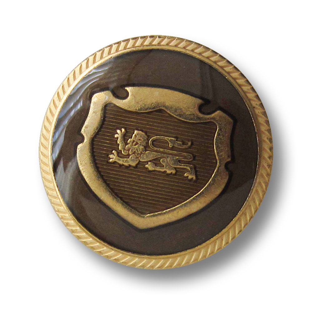 Goldbrauner Blazer Knopf mit Wappen und Löwe