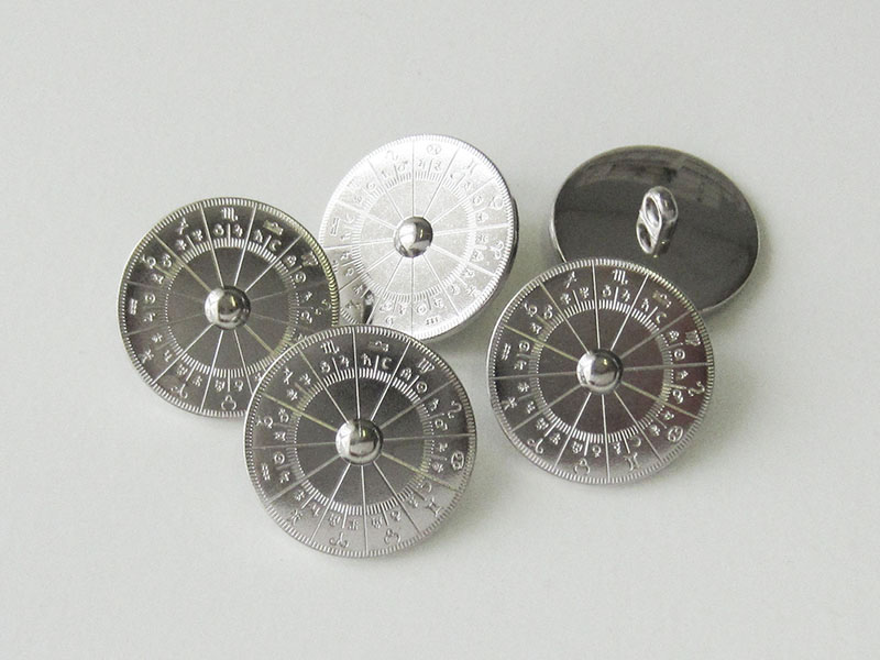 www.Knopfparadies.de - 3119si - Mystische Motivknöpfe mit astrologischem Horoskop in Silber