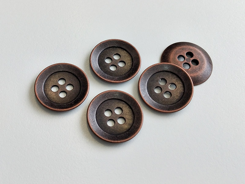 www.knopfparadies.de - 6360ak - Altkupferfarbene Metallknöpfe in Vintagelook