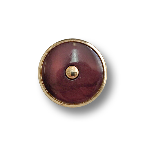 www.knopfparadies.de - 6031au - Auberginefarbene Blazerknöpfe mit Goldrand